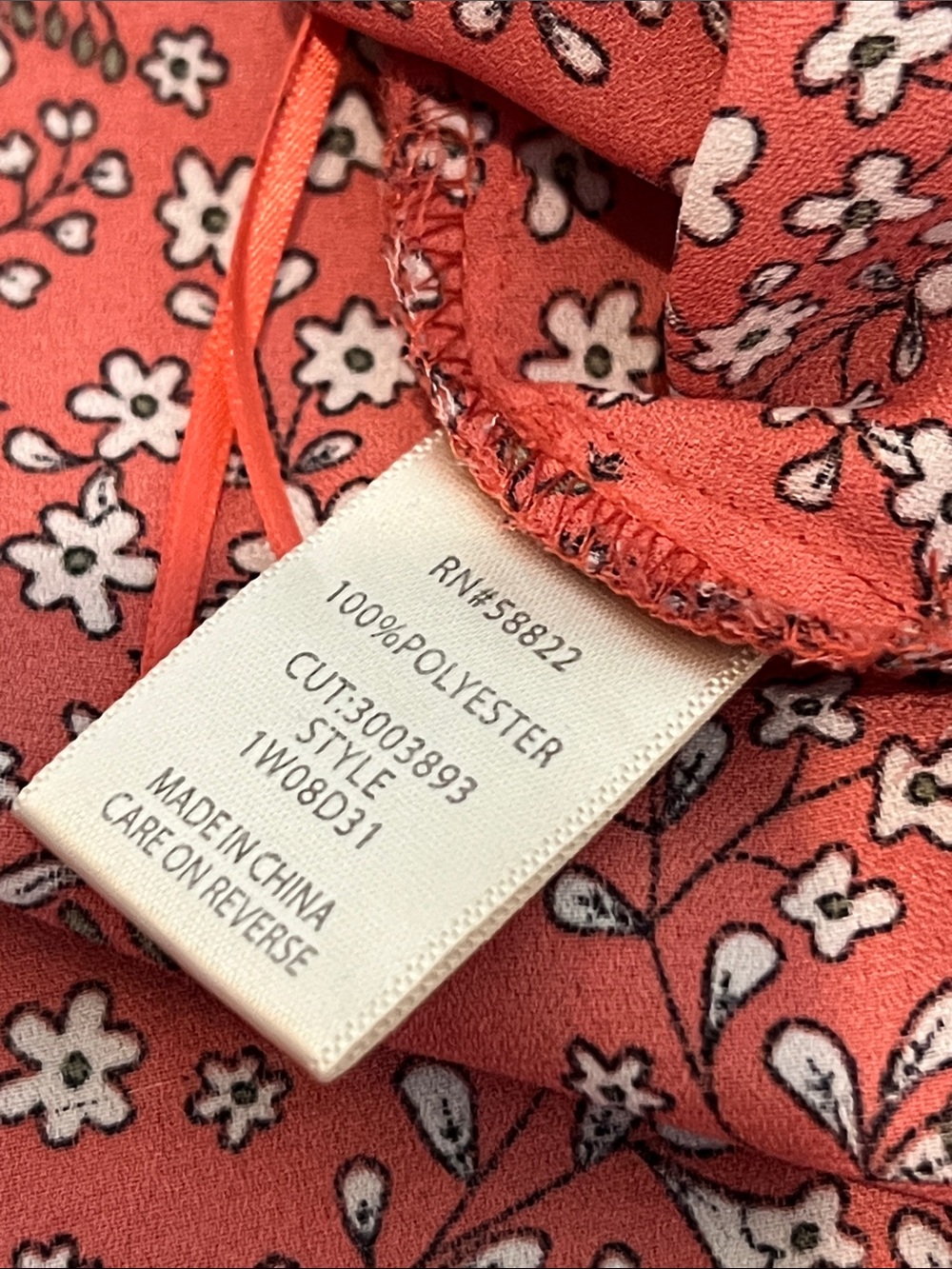 Max Studio 1X Coral Floral Peasant Blouse | Ruffle Split Neck Boho Top Plus Size - Picture 12 of 16